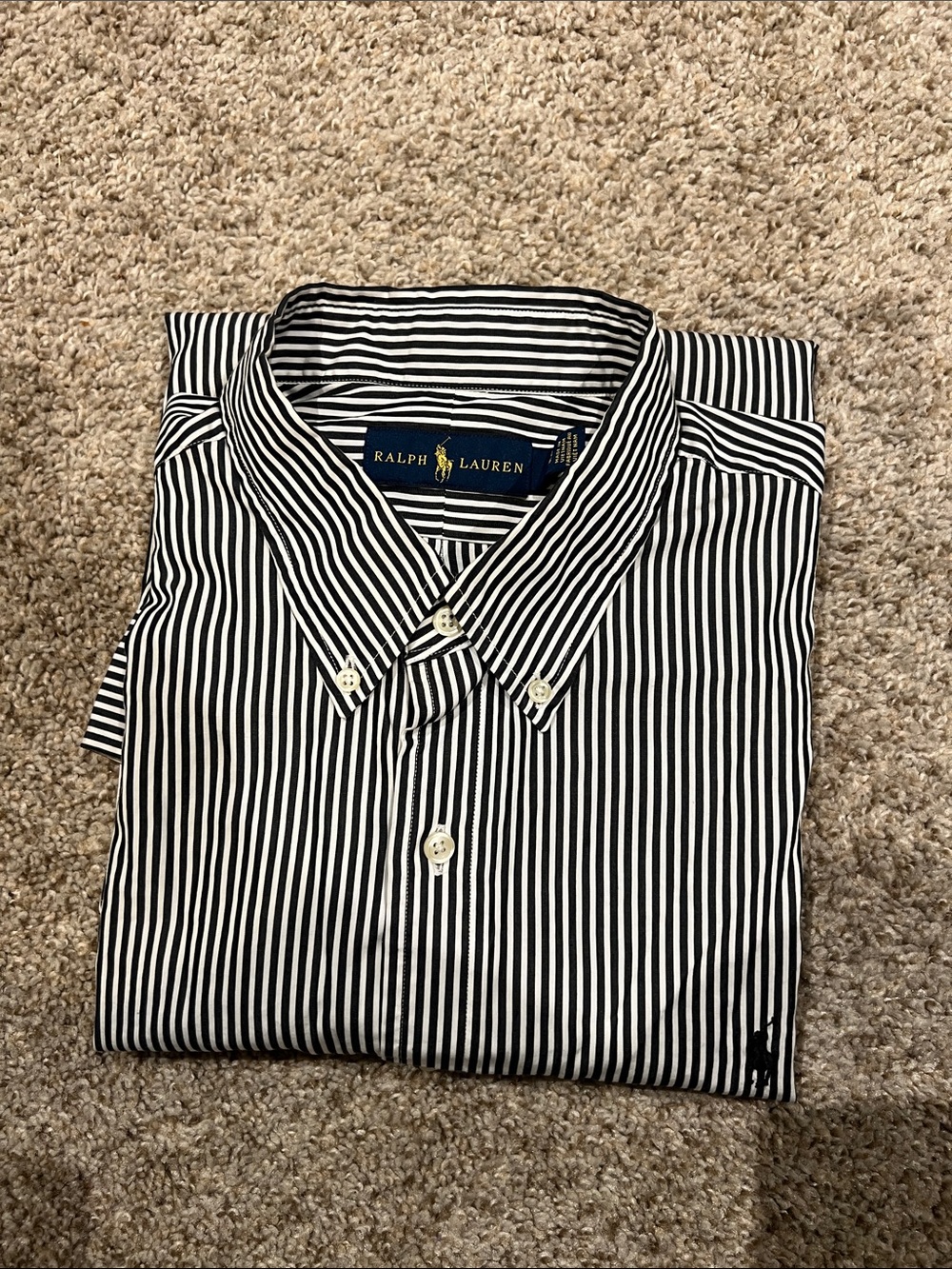 Ralph Lauren Black & White Vertical Stripe Button-Down Shirt